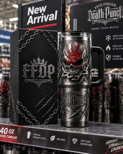 Five Finger Death Punch 40oz Tumbler – FFDP Skull Stainless Steel Insulated Travel Cup