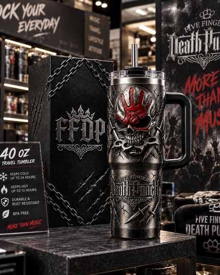 Five Finger Death Punch 40oz Tumbler – FFDP Skull Stainless Steel Insulated Travel Cup