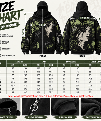Billie Eilish Blohsh Graffiti Balaclava Zip-Up Hoodie